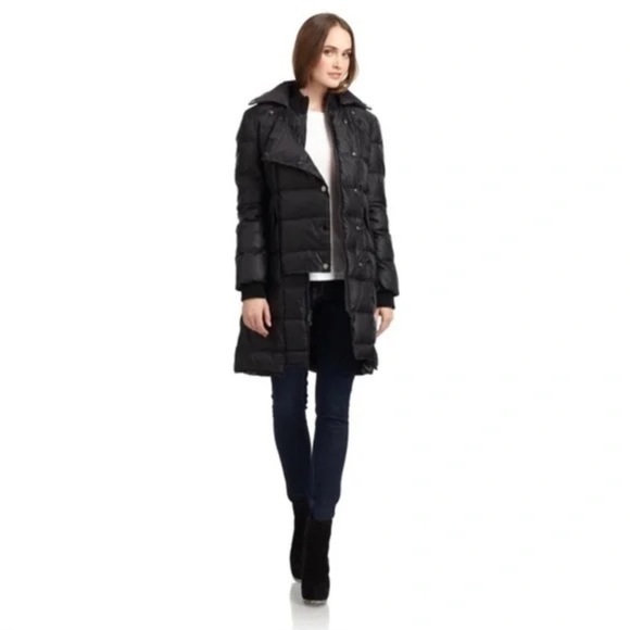 BCBGMAXAZRIA DOWN Beckett Black Puffer Quilted Long Length Jacket. XS. - Picture 2 of 13